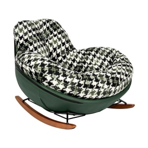FOTOLIU BALANSOAR FATTY, VERDE/NEGRU/ALB, CU TAPITERIE DIN PIELE ECOLOGICA SI TEXTIL, STIL MODERN
