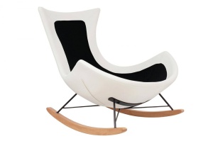 FOTOLIU BALANSOAR OTILIA TEDDY, ALB, TAPITERIE DIN TEXTIL PLUSAT SI PIELE ECOLOGICA, STIL MODERN - Img 2