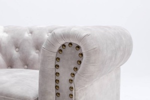 FOTOLIU CHESTERFIELD 105CM, DE CATIFEA CULOARE CHAMPAGNE, COD 42312, STIL CLASIC - Img 3