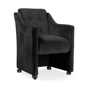 FOTOLIU CONFORTABIL BOSS, CU ROTI, NEGRU, CONFECTIONAT DIN LEMN DE FAG SI TEXTIL