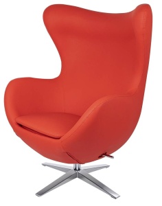 FOTOLIU CONFORTABIL EGG SZEROKI, ROSU/CROM, DIN PIELE ECOLOGICA SI METAL, STIL MODERN B2