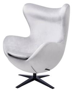 FOTOLIU CONFORTABIL EGG SZEROKI VELVET, GRI DESCHIS 37/NEGRU, DIN CATIFEA SI METAL, STIL MODERN B2