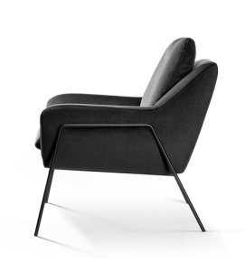 FOTOLIU CONFORTABIL MALI, NEGRU, STIL MODERN, CONFECTIONAT DIN METAL SI CATIFEA - Img 3