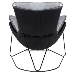 FOTOLIU CONFORTABIL OTILIA STAND VELVET, GRI INCHIS/NEGRU, DIN CATIFEA SI PIELE ECOLOGICA, STIL MODERN - Img 7