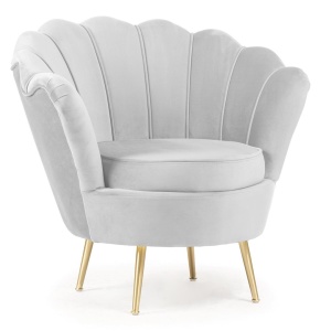 FOTOLIU CONFORTABIL SHELL, GRI/AURIU, TAPITERIE DIN CATIFEA SI PICIOR DIN METAL, STIL MODERN