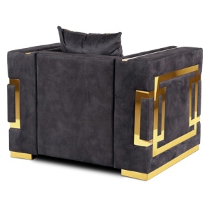 FOTOLIU DEOSEBIT, ARTIM MEBLE, MATERIAL TEXTIL( CATIFEA) SI SUPORT METALIC, CULOARE NEGRU/AURIU, STIL MODERN - Img 3