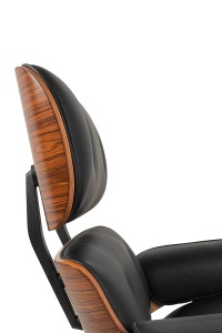 FOTOLIU EXCLUSIVIST CU TABURET, LOUNGE HM PREMIUM, NEGRU, PIELE NATURALA SI LEMN DE TRANDAFIR, STIL MODERN - Img 4
