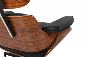 FOTOLIU EXCLUSIVIST CU TABURET, LOUNGE HM PREMIUM, NEGRU, PIELE NATURALA SI LEMN DE TRANDAFIR, STIL MODERN - Img 7