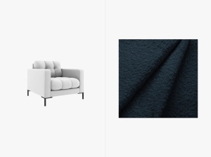 FOTOLIU MAMAIA ALBASTRU INCHIS, CU TAPITERIE DIN TEXTIL BOUCLA BALOO, MICADONI