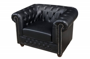 FOTOLIU STIL CLASIC, CHESTERFIELD, DIN PIELE ECO DE CALITATE, NEGRU, COD 41448 - Img 6
