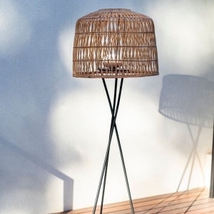 LAMPADAR NEW AMALFI 145 BATTERY BLACK, EXTERIOR/INTERIOR, CONFECTIONAT DIN FIBRE NATURALE SI METAL - Img 2