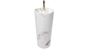 LAVOAR FREESTANDING BLANKA, MARBLE, 84 CM, EFECT DE MARMURA ALBA, DIN CERAMICA, CALITATE SUPERIOARA - Img 5