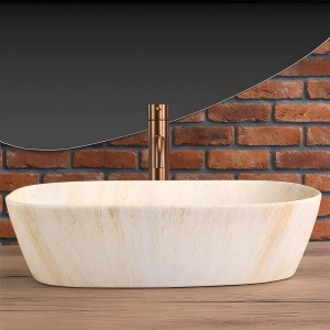 LAVOAR PE BLAT FREJA TRAVERTIN MAT 51CM, DIN CERAMICA, CALITATE SUPERIOARA, REA - Img 3