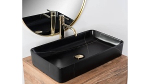 LAVOAR REA DENIS, STONE, EFECT DE PIATRA NEGRU MAT, 61 CM, DIN CERAMICA, CALITATE SUPERIOARA