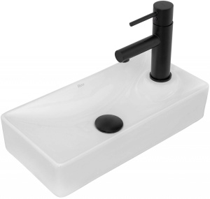 LAVOAR REA JASPER, 43 CM, ALB, DIN CERAMICA, MONTAJ PE BLAT SAU PE PERETE, CALITATE SUPERIOARA, REA