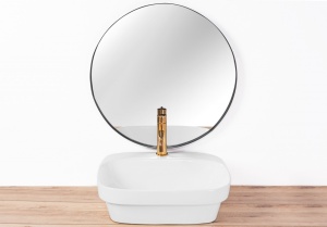 LAVOAR REA MARIKA, 50CM, ALB, DESIGN MODERN, MONTAJ PE BLAT, CALITATE SUPERIOARA, REA