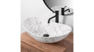 LAVOAR REA ROYAL, STATUARIO, EFECT DE MARMURA ALBA MATA, 60,5 CM, DIN CERAMICA, CALITATE SUPERIOARA - Img 4