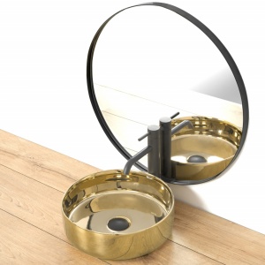 LAVOAR REA SAMI, GOLD, 36CM, AURIU, MONTAJ PE BLAT, DIN CERAMICA, CALITATE SUPERIOARA, REA - Img 5