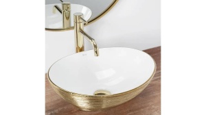 LAVOAR REA SOFIA, ALB/AURIU PERIAT, 41 CM, DIN CERAMICA, CALITATE SUPERIOARA