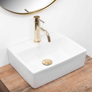 LAVOAR REA TRENDY , 39 CM, ALB, MONTAJ PE BLAT, DESIGN DEOSEBIT, CALITATE SUPERIOARA, REA - Img 2