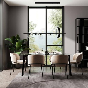 LUSTRA ALURE LINE 120, NEGRU/TRANSPARENT, DIN METAL SI STICLA, STIL MODERN - Img 7