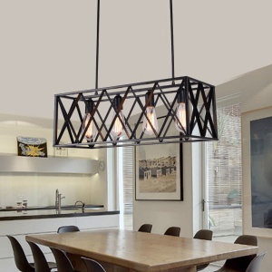 LUSTRA CU 4 BECURI LOFT METAL APP260-4C, 63x25x84 cm, NEGRU, DIN METAL, STIL MODERN, TU - Img 3