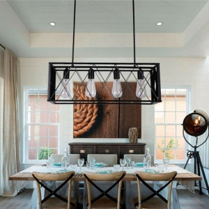 LUSTRA CU 4 BECURI LOFT METAL APP260-4C, 63x25x84 cm, NEGRU, DIN METAL, STIL MODERN, TU - Img 6