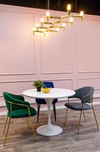 LUSTRA CU LED-URI ATOMIC LONG, AURIE, CONFECTIONATA DIN METAL, STIL MODERN - Img 3