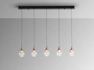 LUSTRA/PLAFONIERA CORINA, CU TELECOMANDA, 35/180 CM, NEGRU MAT/CUPRU, DIN METAL SI ACRIL, STIL MODERN - Img 3