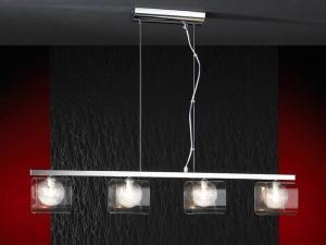 LUSTRA/PLAFONIERA ECLIPSE, 98 CM, CROM/TRANSPARENT, DIN METAL SI STICLA, STIL MODERN