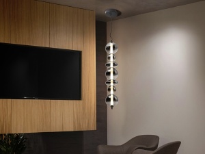 LUSTRA/PLAFONIERA GLADIS, 50/220 CM, NEGRU MAT/FUMURIU, DIN METAL SI STICLA, STIL MODERN - Img 7