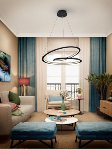 LUSTRA/PLAFONIERA LOOPING, 60 CM, NEGRU MAT/OPAL, DIN METAL, ALUMINIU SI SILICON, STIL MODERN