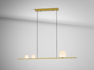 LUSTRA/PLAFONIERA MILA, 30/150 CM, AURIU/ALB, DIN STICLA SI ALUMINIU, STIL MODERN - Img 3