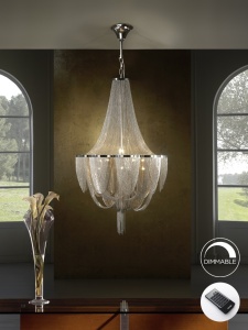 LUSTRA/PLAFONIERA MINERVA, CU TELECOMANDA, 68 CM, CROM/NICHEL, DIN METAL, STIL MODERN
