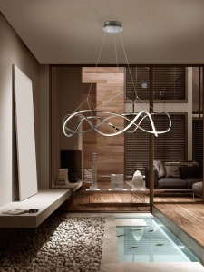 LUSTRA/PLAFONIERA MOLLY, CU TELECOMANDA, 110 CM, CROM/OPAL, DIN METAL, ALUMINIU SI SILICON, STIL MODERN