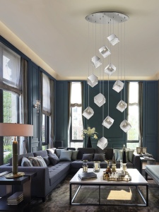 LUSTRA/PLAFONIERA PRISCILA, 120/400 CM, CROM/TRANSPARENT, DIN METAL, OTEL SI STICLA, STIL MODERN