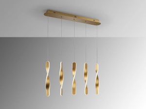 LUSTRA/PLAFONIERA TWIST, 77 CM, AURIU PERIAT/OPAL, DIN METAL, ALUMINIU SI ACRIL, STIL MODERN - Img 4