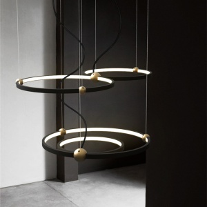 LUSTRA RING CU TELECOMANDA APP692-30-50, 50x50 cm, NEGRU SI AURIU, DIN METAL DE INALTA CALITATE, STIL MODERN, TU - Img 4