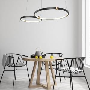 LUSTRA RING CU TELECOMANDA APP763-30-50, 80x50 cm, NEGRU SI AURIU, DIN METAL DE INALTA CALITATE, STIL MODERN, TU - Img 3
