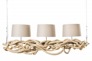 LUSTRA SUSPENDATA 165CM, VIGGINE, COD 42991, DIN LEMN RECICLAT, DESIGN RUSTIC - Img 5