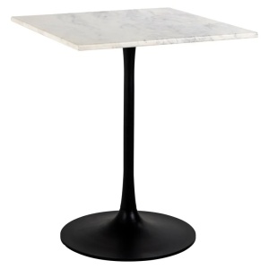 MASA BISTRO CARLTEN, NEGRU/ALB, 65X65, 825229, CONFECTIONATA DIN METAL, MDF SI MARMURA ALBA, STIL MODERN