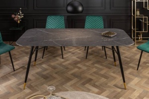 MASA DINING, 180CM NEGRU, METAL SI STICLA, IMITA MARMURA, ARTIM GROUP SELECTION