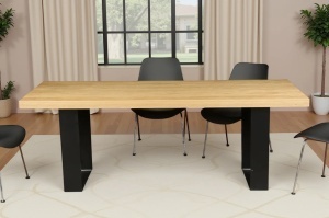MASA DINING 210CM, ZEUS, FURNIR LEMN DE STEJAR SI METAL, ASPECT STEJAR, ARTIM GROUP SELECTION