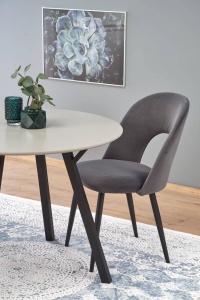 MASA DINING BALROG, GRI DESCHIS/NEGRU, 100 CM, BLAT DIN MDF LACUIT SI PICIOARE DIN METAL, STIL MODERN - Img 5