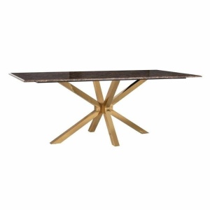 MASA DINING CONRAD, 200 CM, EFECT DE MARMURA MARO/AURIU, DIN MARMURA ARTIFICIALA SI METAL, RICHMOND INTERIORS