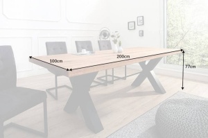 MASA DINING DIN LEMN MASIV 200CM, THOR, COD 41183, STEJAR SI CADRUL DIN METAL, STIL INDUSTRIAL - Img 7