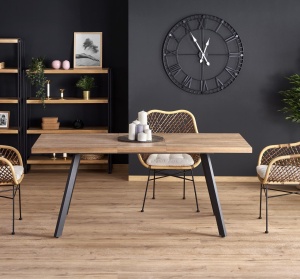 MASA DINING EXTENSIBILA BERLIN, NUC/NEGRU, 140/180 CM, BLAT DIN MDF SI PICIOARE DIN METAL, STIL VINTAGE - Img 3