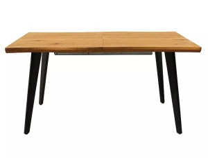 MASA DINING EXTENSIBILA FRESNO, 120/180 CM, STEJAR/NEGRU, BLAT DIN MDF, FURNIR SI PICIOARE DIN METAL, STIL MODERN - Img 4