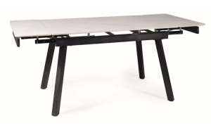 MASA DINING EXTENSIBILA JOHN, 120/180 CM, EFECT DE MARMURA ALBA/NEGRU, BLAT DIN CERAMICA SI PICIOARE DIN METAL, STIL MODERN - Img 3
