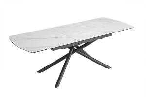MASA DINING EXTENSIBILA, MIKADO 180/230CM, BLAT STICLA, CERAMICA EFECT MARMURA ALBA SI PICIOARE METAL, ARTIM GROUP SELECTION